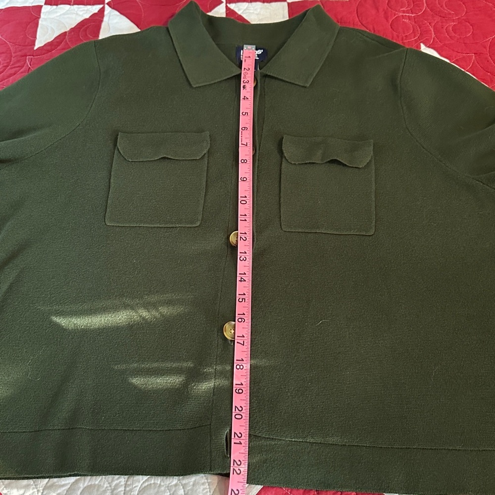 Lands' End Olive Green Sweater Jacket - Picture 7 of 9